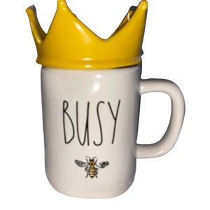 New Rae Dunn BUSY Bee Mug With Yellow Crown LL By Magenta Artisan Collection